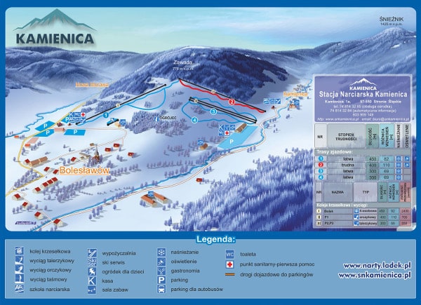 Kamienica Ski Resort Piste Map