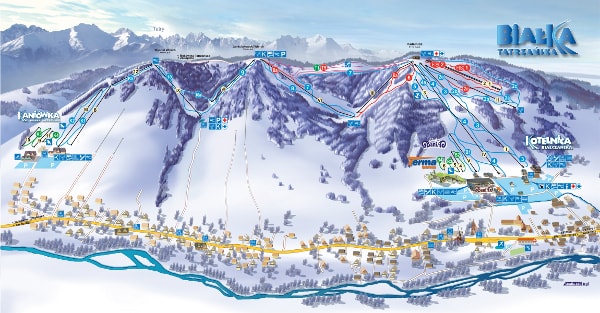 Kotelnica, Kaniówka, Bania Ski Resort Piste Map