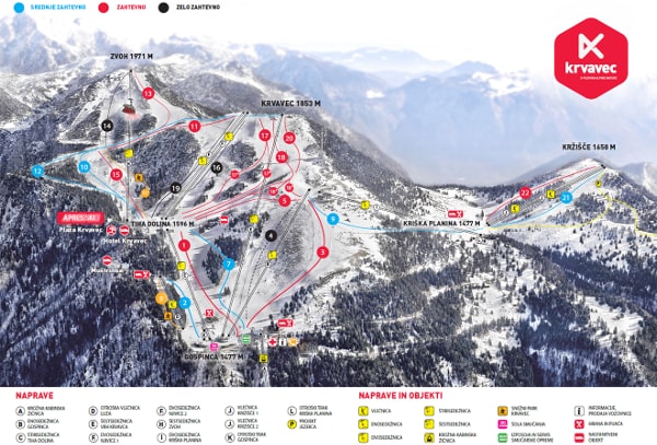 Krvavec Piste Ski Map