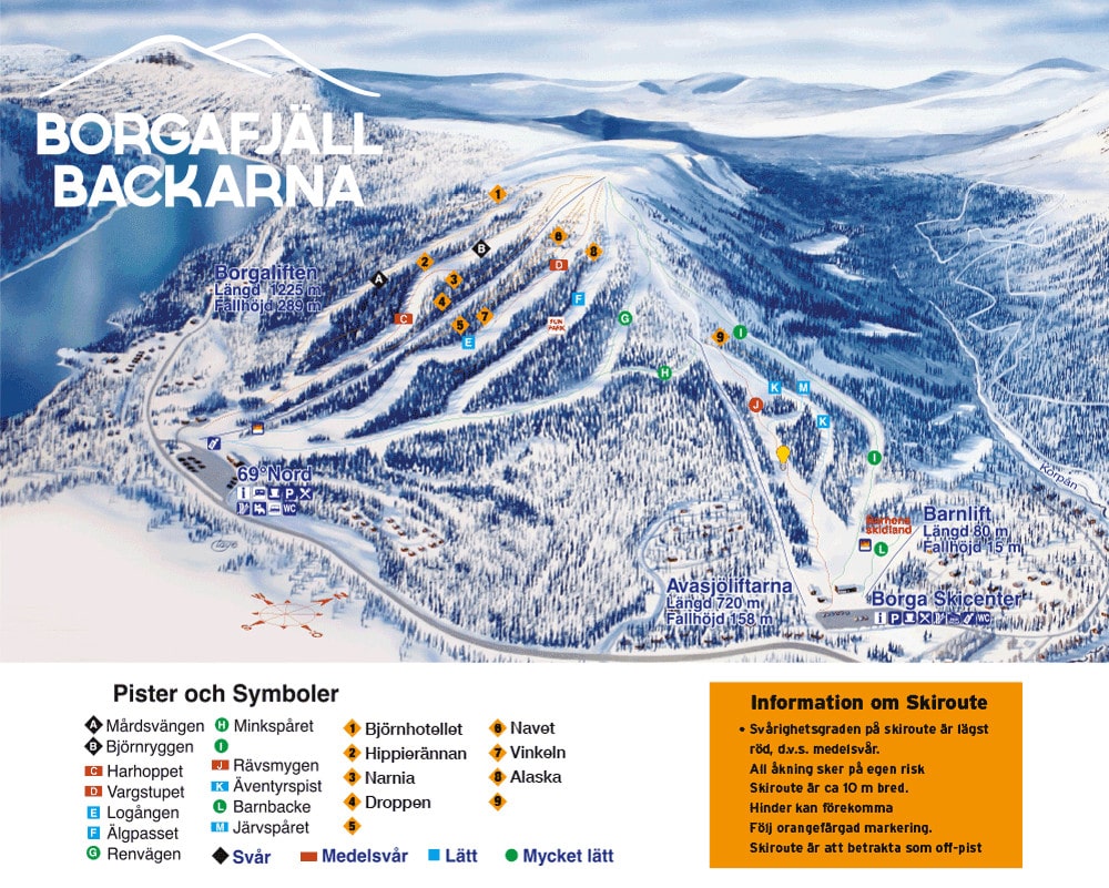 Borgafjall Ski Resort Piste Maps