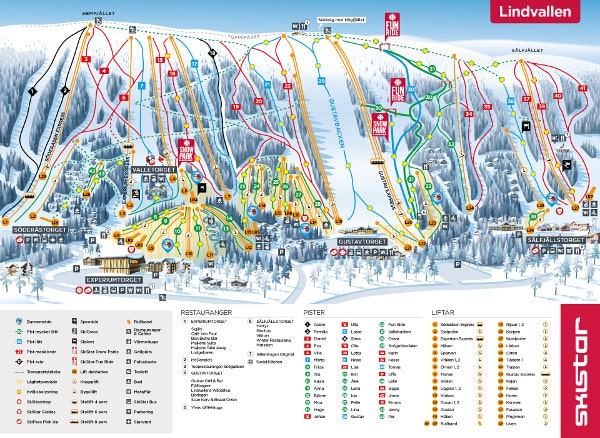 Salen Lindvallen Piste Ski Map