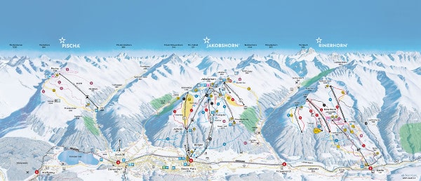 Davos Klosters Pischa Jakobshorn Rinerhorn Piste Map