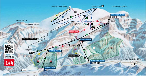 Glacier 3000 Ski Resort Piste Ski Map