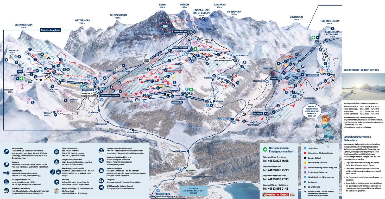 Jungfrau Piste Map 2023 
