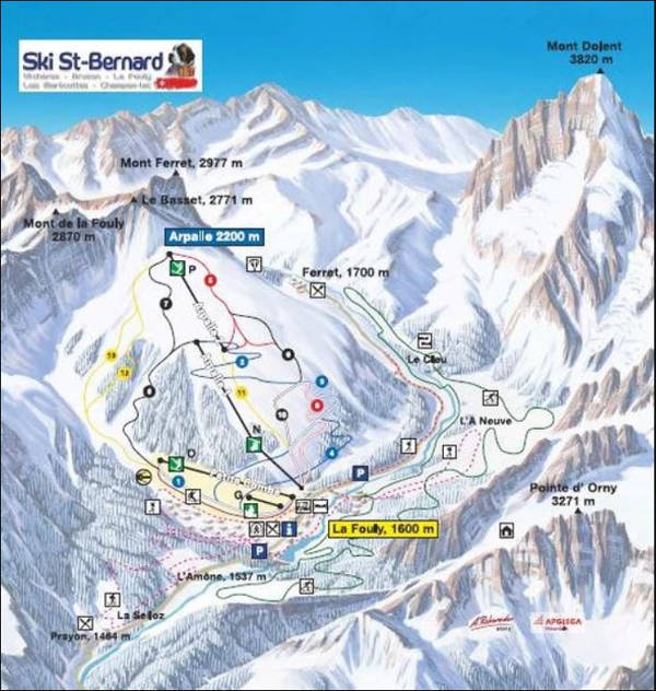 La Fouly Ski Resort Piste Map