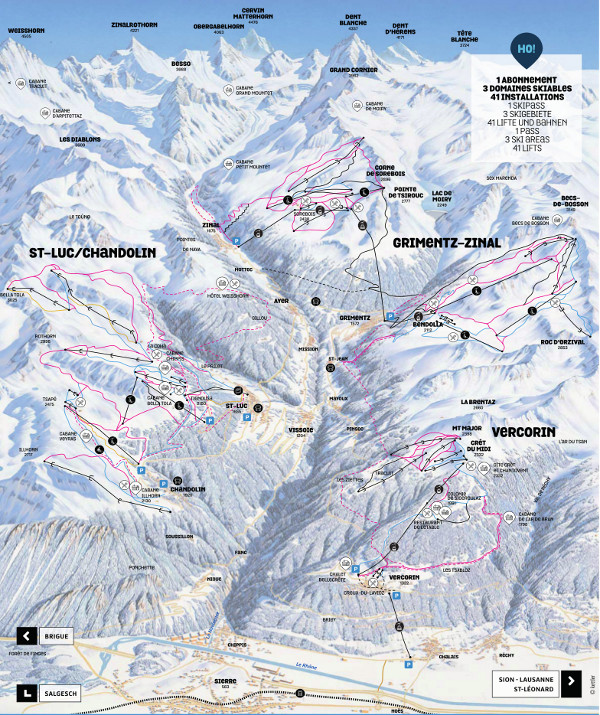 Val d'Anniviers Ski Resort Piste Map