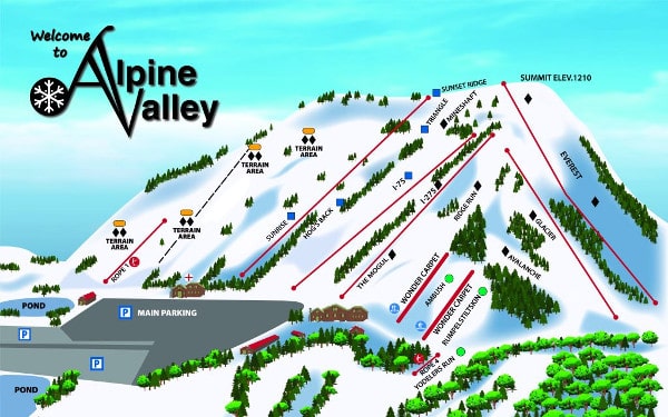 Alpine Valley, Michigan Ski Resort Piste Map