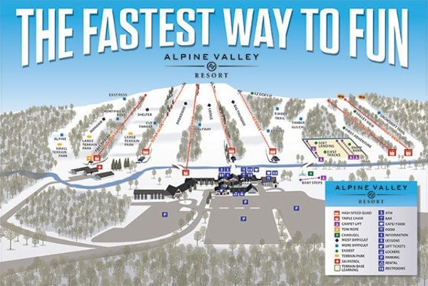 Alpine Valley Ski Resort Piste Map