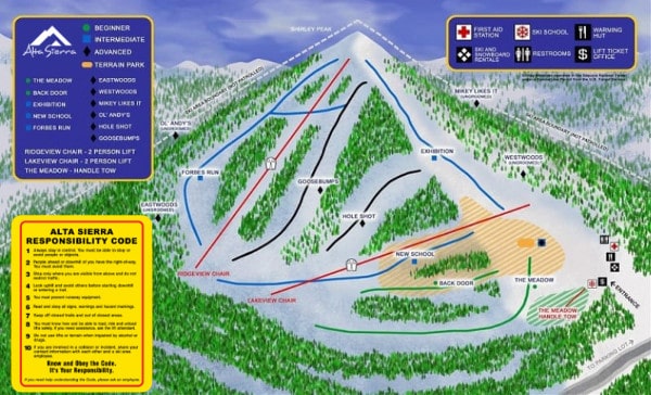 Alta Sierra Ski Resort Piste Map