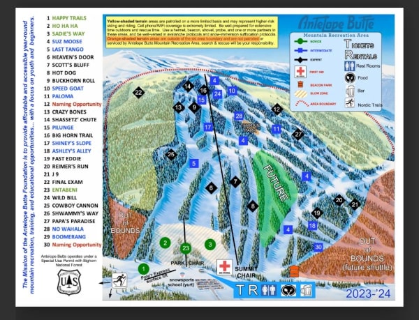 Antelope Butte Ski Resort Piste Map