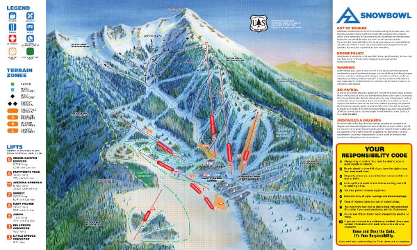 Arizona Snowbowl Piste Ski Trail Map