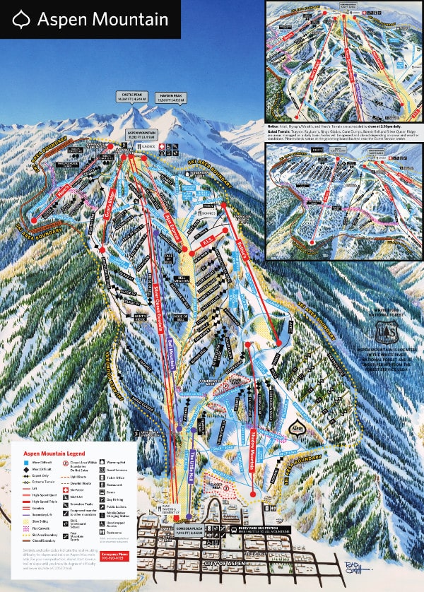Aspen Mountain Ski Resort Piste Map