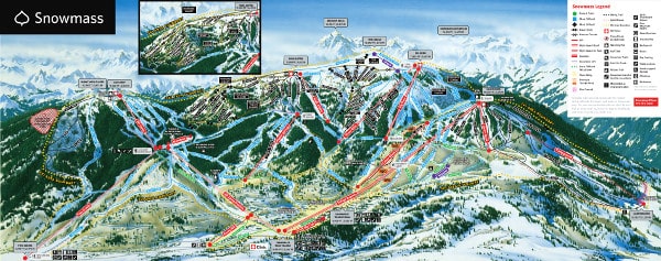 Snowmass Ski Resort Piste Ski Trail Map