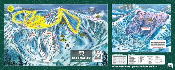 Bear Valley Mountain Piste Ski Trail Map 