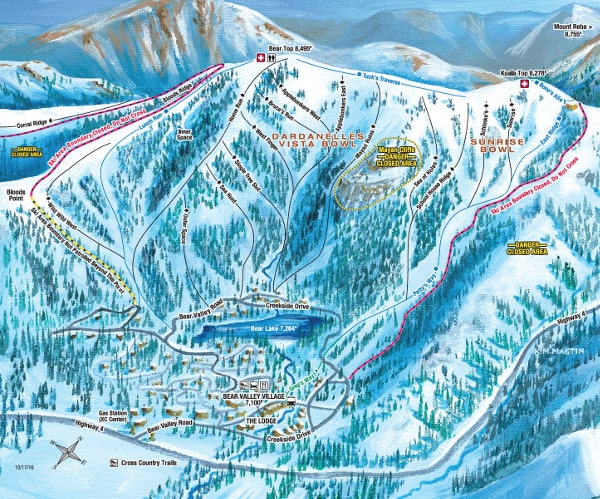 Bear Valley Ski Resort Piste Map Village Side