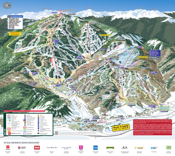 Beaver Creek Ski Resort Piste Ski Trail Map