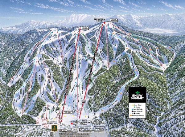 Big Bear Ski Resort Piste Map Snow Summit