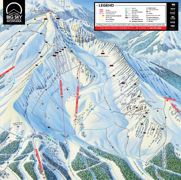 Big Sky, Bowl Ski Resort Piste Map