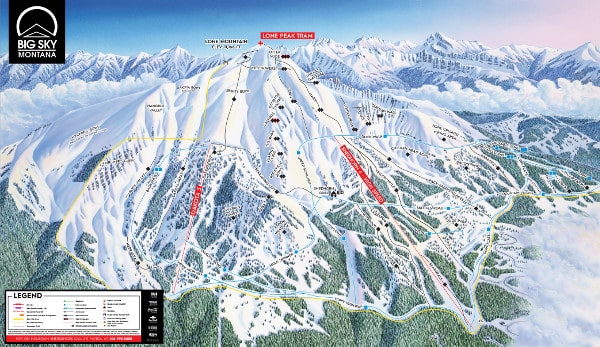 Big Sky, South Face Piste Map