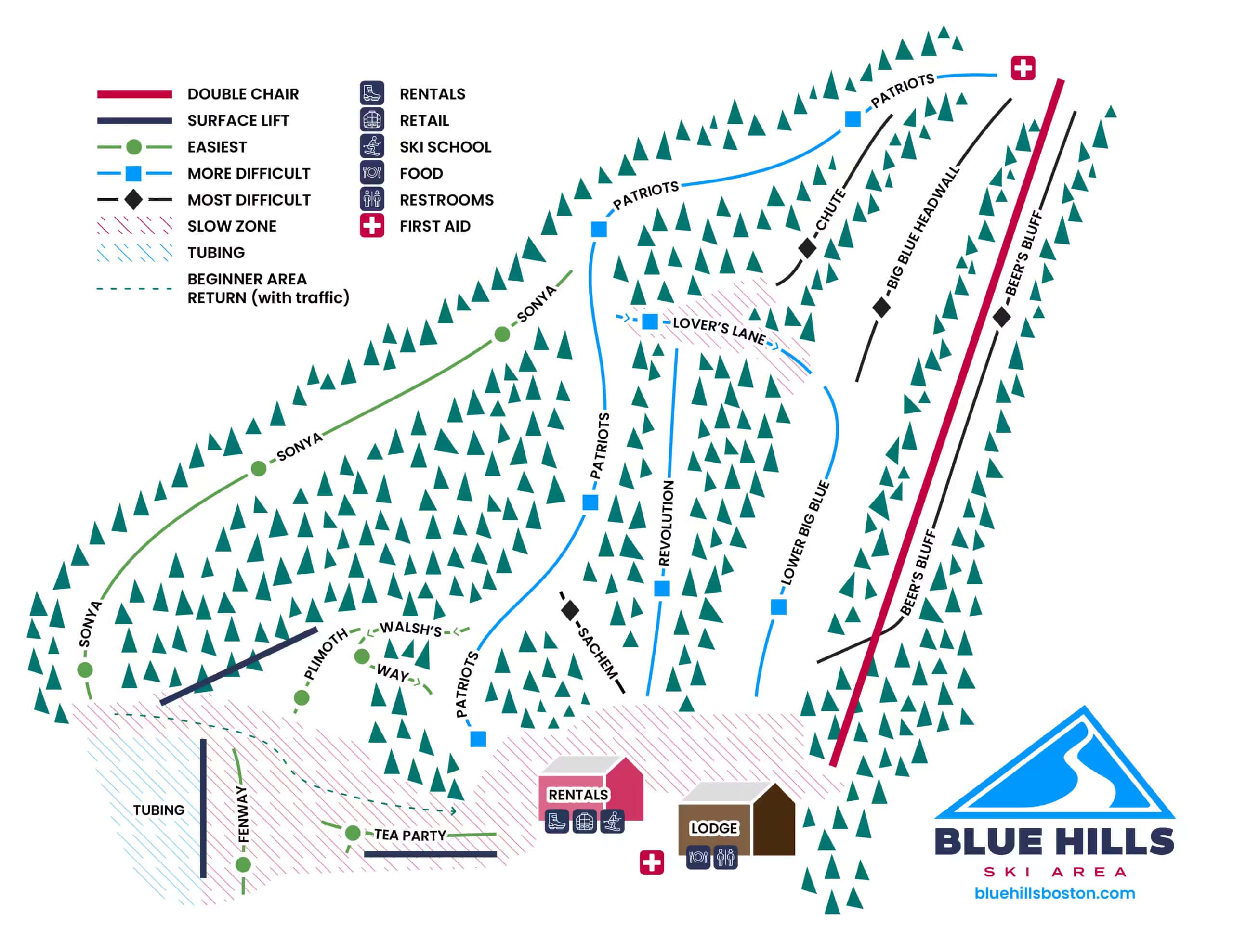 Blue Hills Piste Ski Trail Map