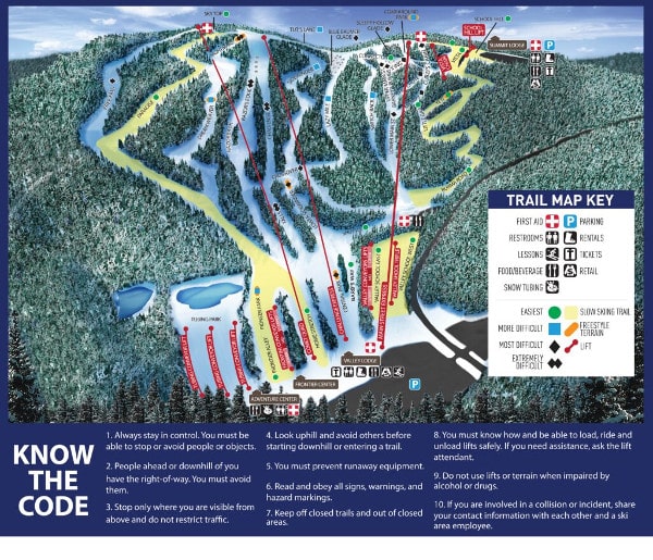 Blue Mountain Ski Resort Piste SKi Trail Map