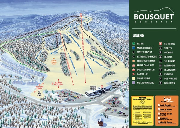 Bousquets Mountain Piste Ski Map
