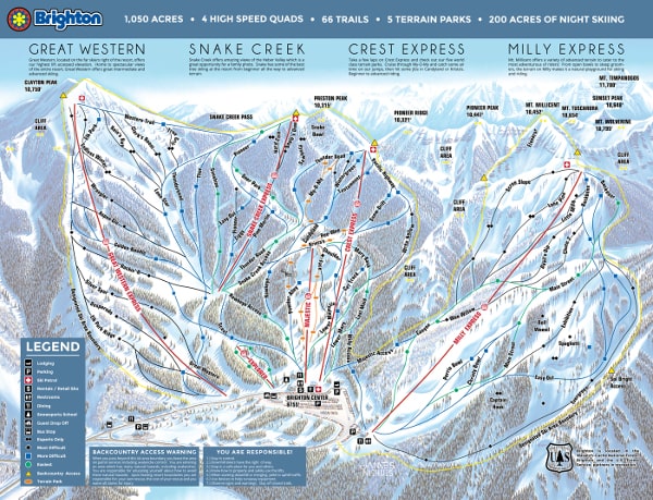 Brighton, Utah Ski Resort Piste Map