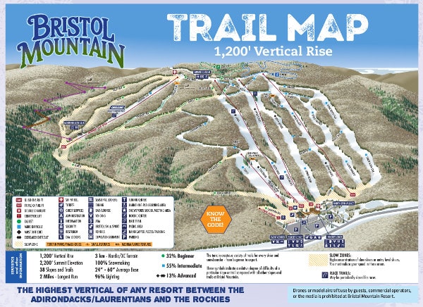 Bristol Mountain Ski Resort Piste Map