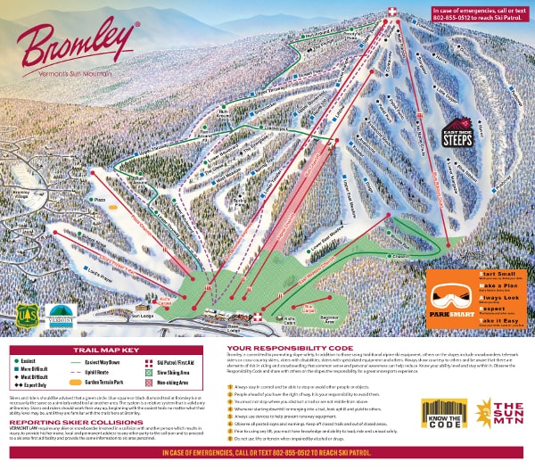 Bromley Ski Resort Piste Ski Map