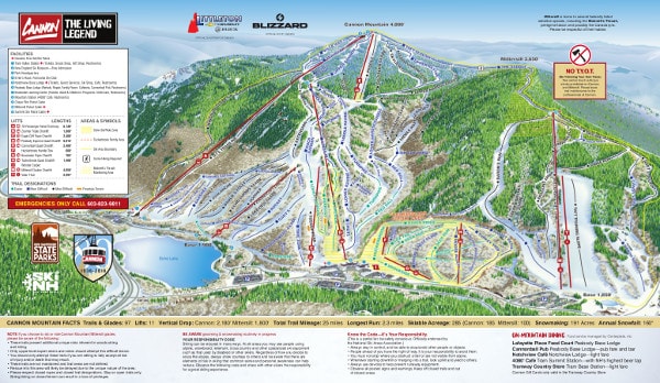Cannon Mountain Ski Resort Piste Map