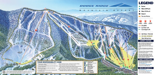 Dodge Ridge Ski Resort Piste Ski Map