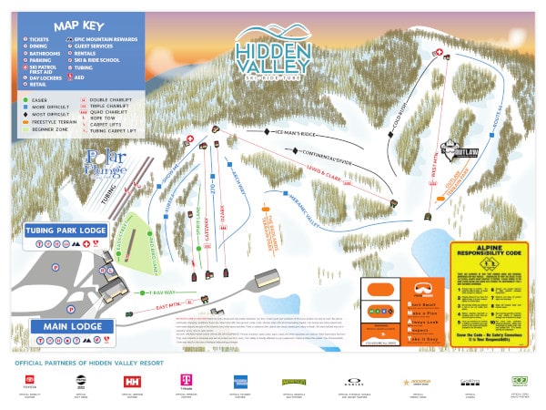 Hidden Valley Ski Resort Piste Map