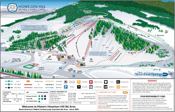 Howelsen, Colorado Ski Resort Piste Ski Trail Map