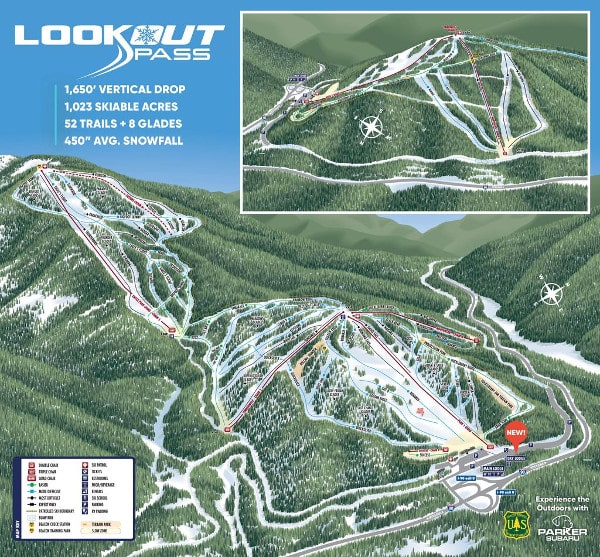 Lookout Pass Piste Ski Trail Map