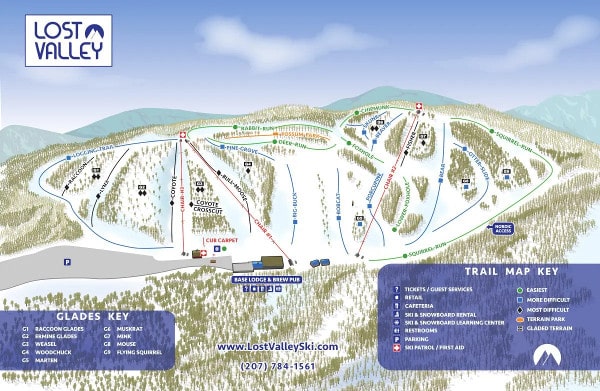 Lost Valley Ski Resort Piste Ski Trail Map