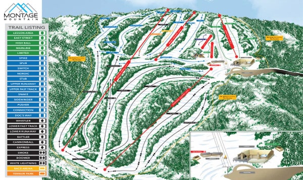 Montage Mountain Ski Resort Piste Map