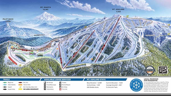 Mount Ashland Ski Resort Piste Map