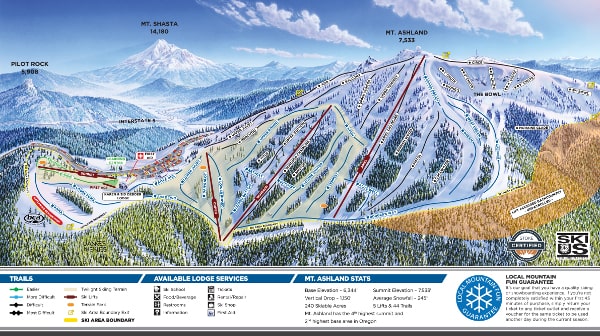 Mount Ashland Ski Resort Piste Ski Map