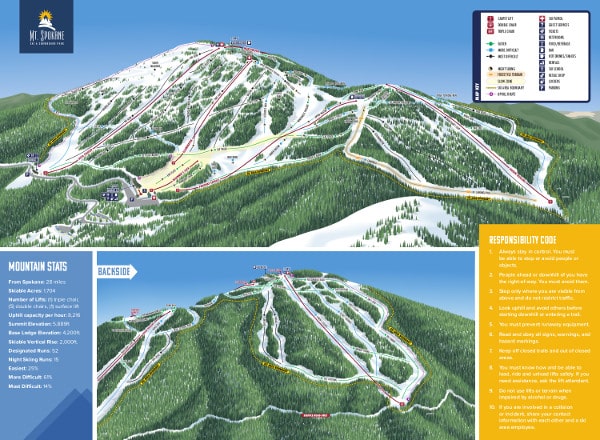 Mount Spokane Resort Piste Ski Trail Map