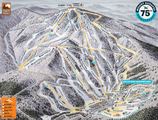 Mount Sunapee Ski Resort Piste Ski Map