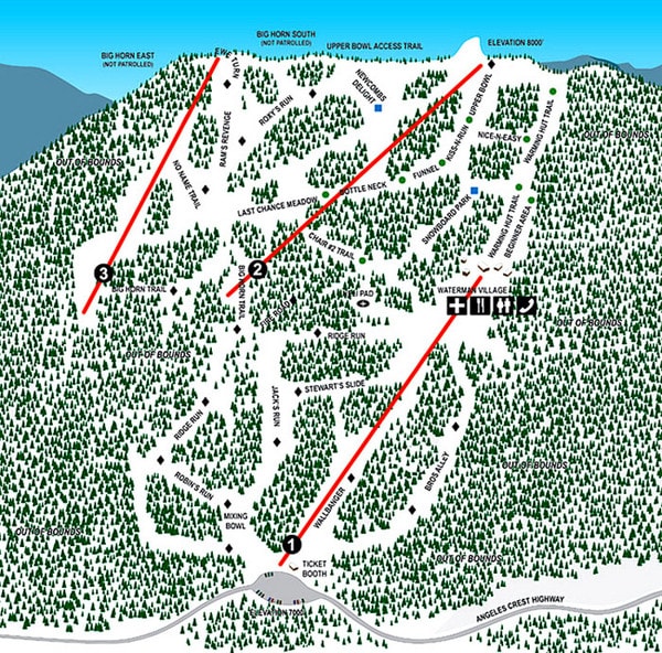 Mount Waterman Ski Resort Piste Map