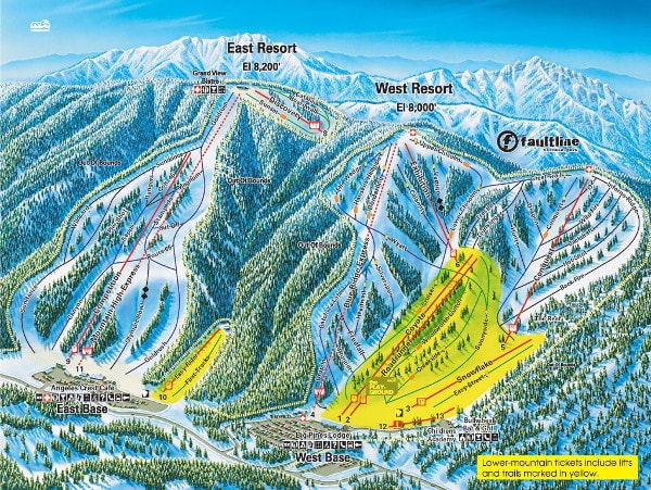 Mountain High Ski Resort Piste Map East and West