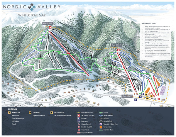 Nordic Valley Piste Ski Map