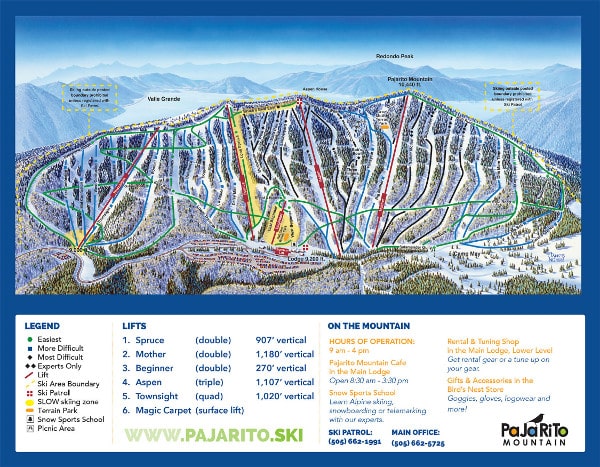 Pajarito Piste Ski Trail Map