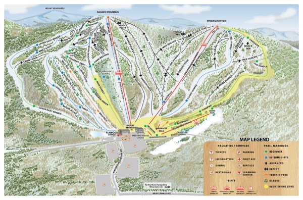 Ragged Mountain Ski Resort Piste Ski Map