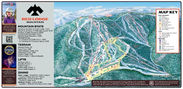 Red Lodge Mountain Piste Ski Trail Map