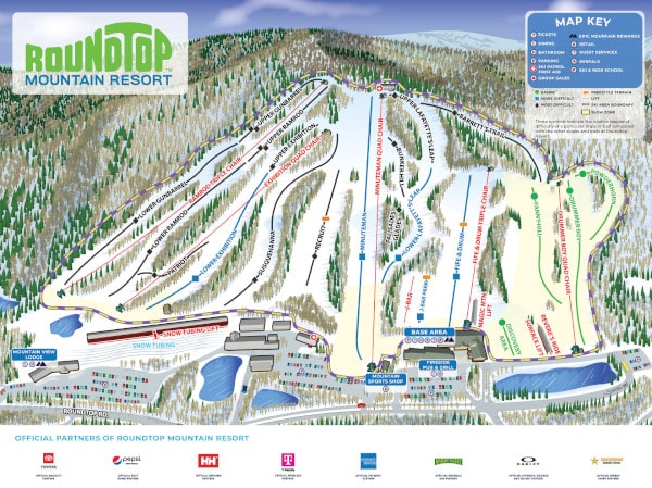 Roundtop Ski Resort Piste Map