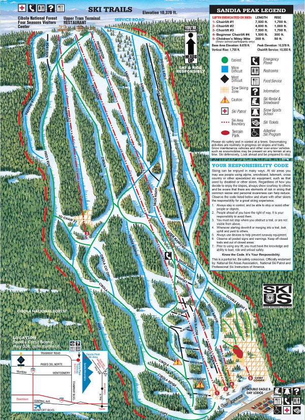 Sandia Peak Piste Ski Map