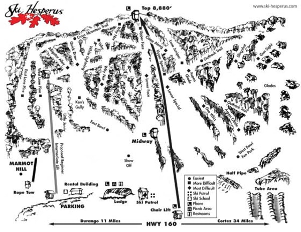 Hesperus Ski Area Map Ski Hesperus Piste And Ski Trail Maps