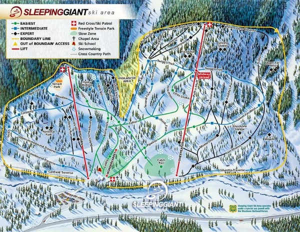 Sleeping Giant Ski Resort Piste Map